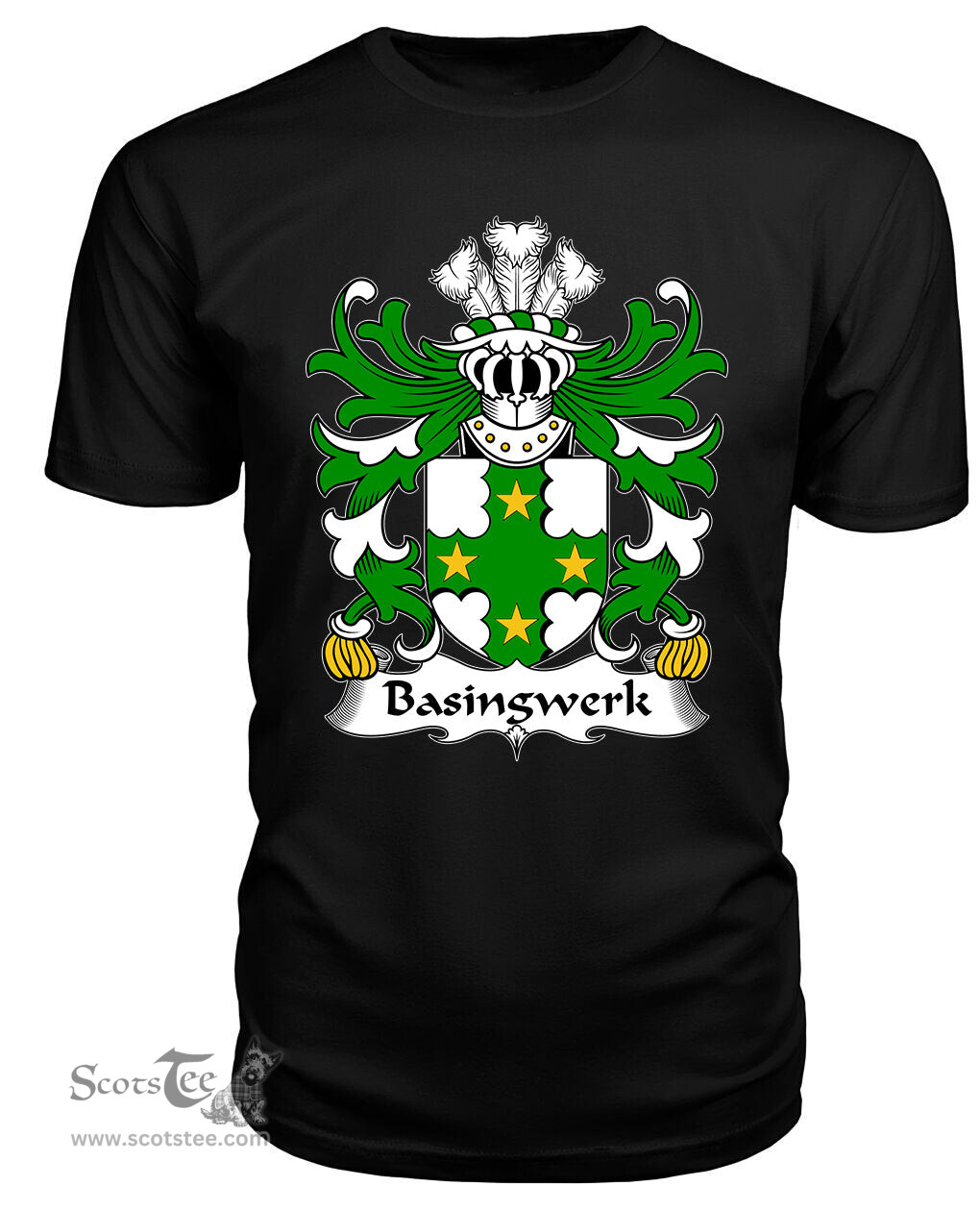 ScotsTee Basingwerk (Abbey, Flint) Coat Of Arms Family Crest Welsh Armorial T Shirt