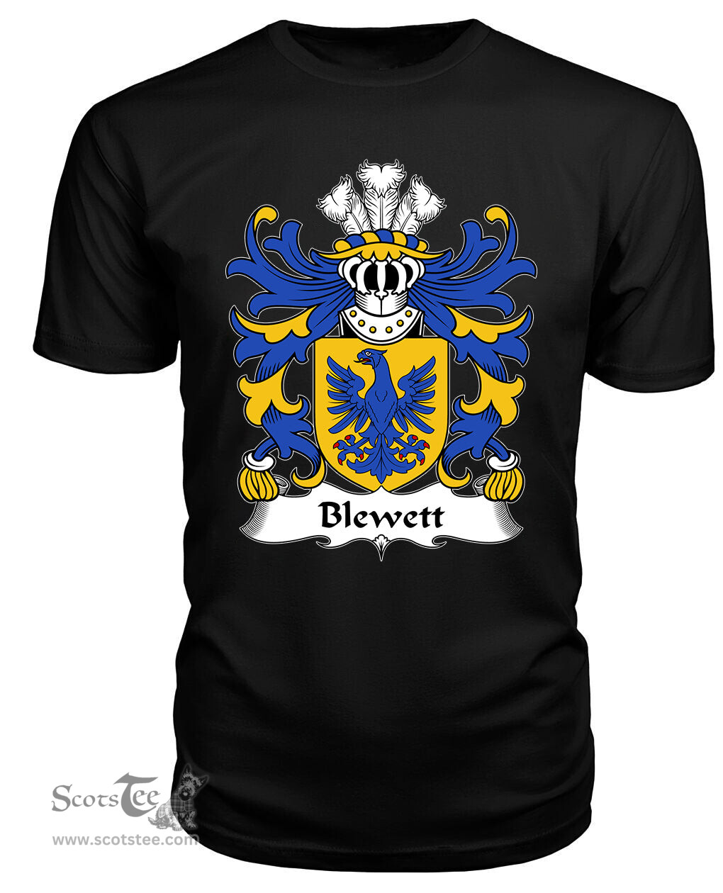 ScotsTee Blewett (Lords of Raglan) Coat Of Arms Family Crest Welsh Armorial T Shirt