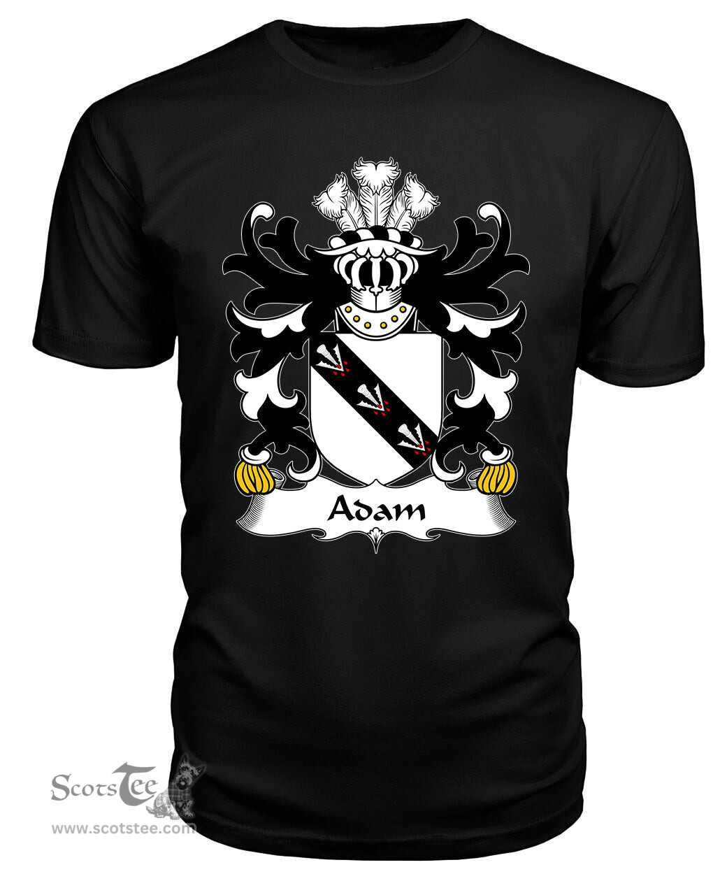 ScotsTee Adam (AB IFOR OF GWENT) Coat Of Arms Family Crest Welsh Armorial T Shirt