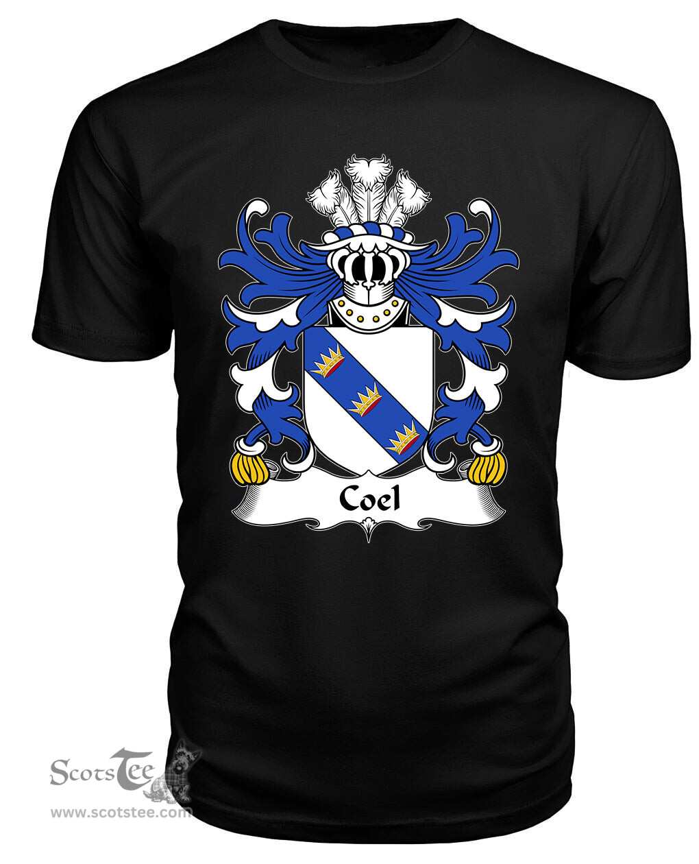 ScotsTee Coel (or Coilus, self declared King of Britain) Coat Of Arms Family Crest Welsh Armorial T Shirt