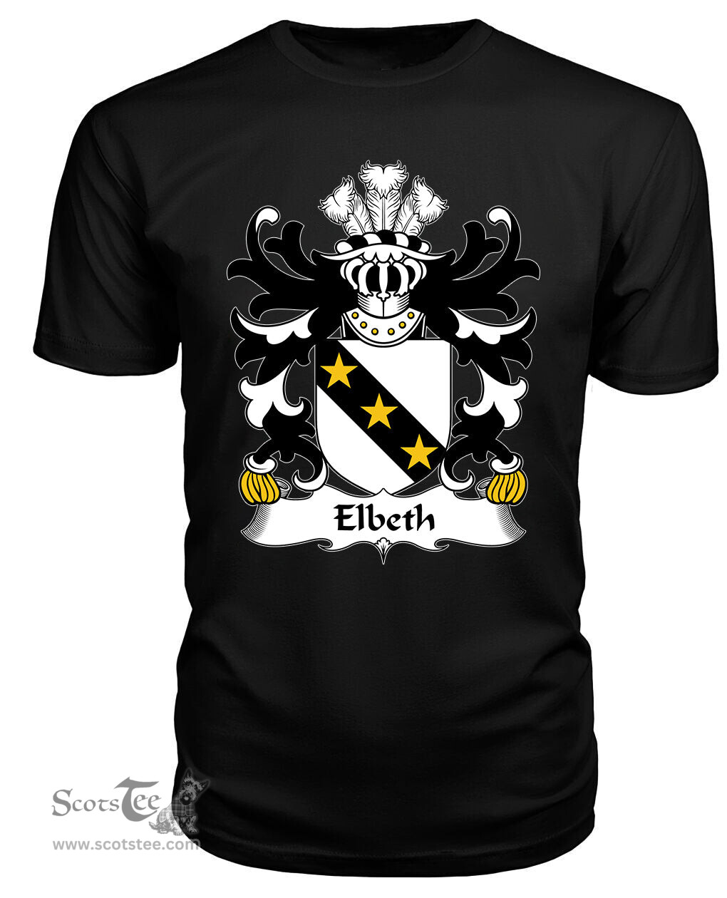 ScotsTee Elbeth (William, Lord of, or d_Elboeuf) Coat Of Arms Family Crest Welsh Armorial T Shirt