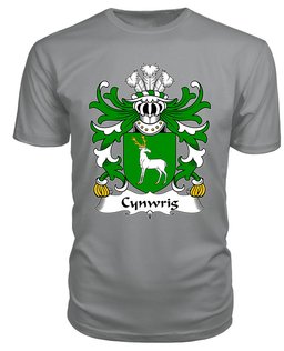 ScotsTee Cynwrig (FYCHAN -or CWNWS DDU) Coat Of Arms Family Crest Welsh Armorial T Shirt