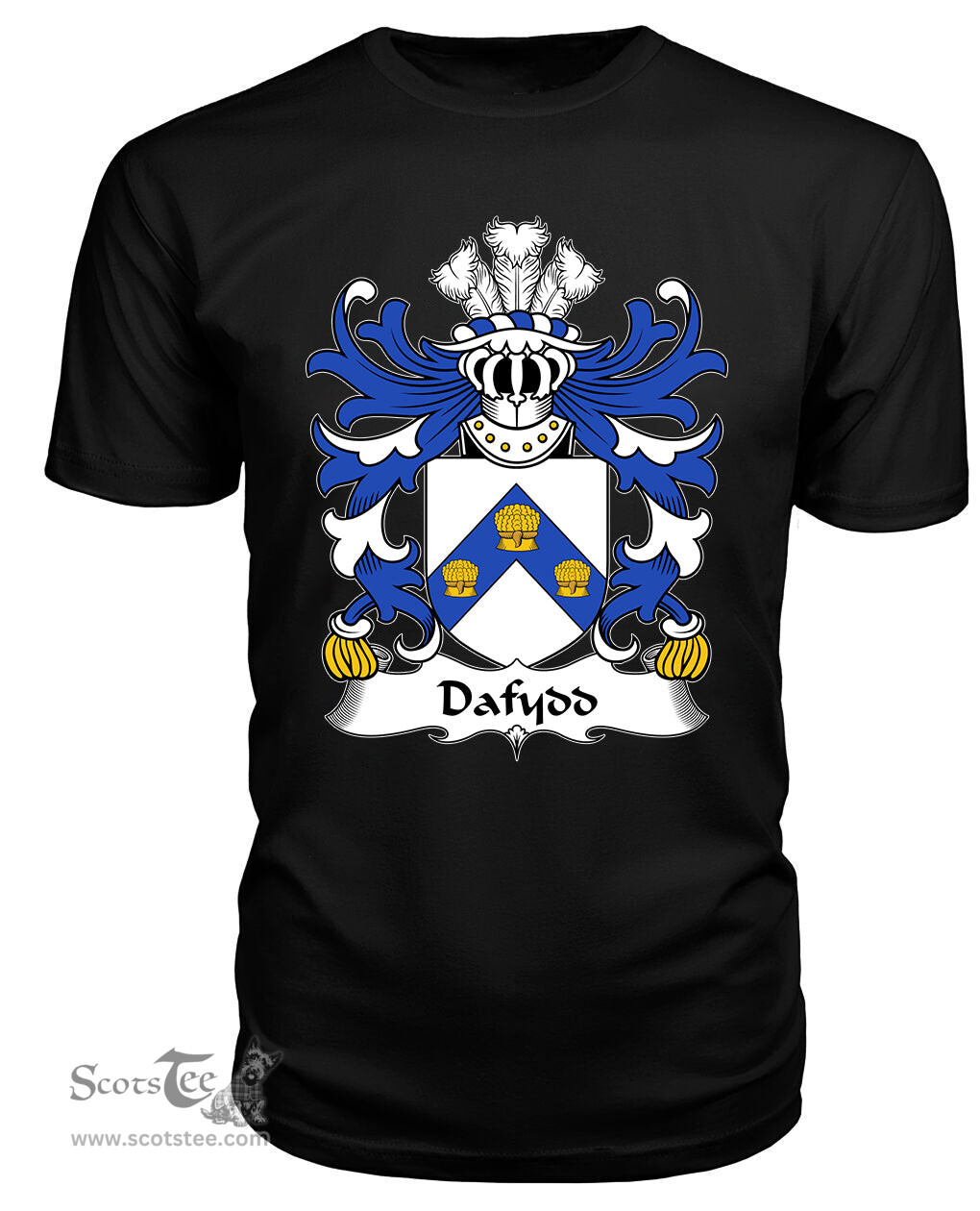 ScotsTee Dafydd (AP CARADOG) Coat Of Arms Family Crest Welsh Armorial T Shirt