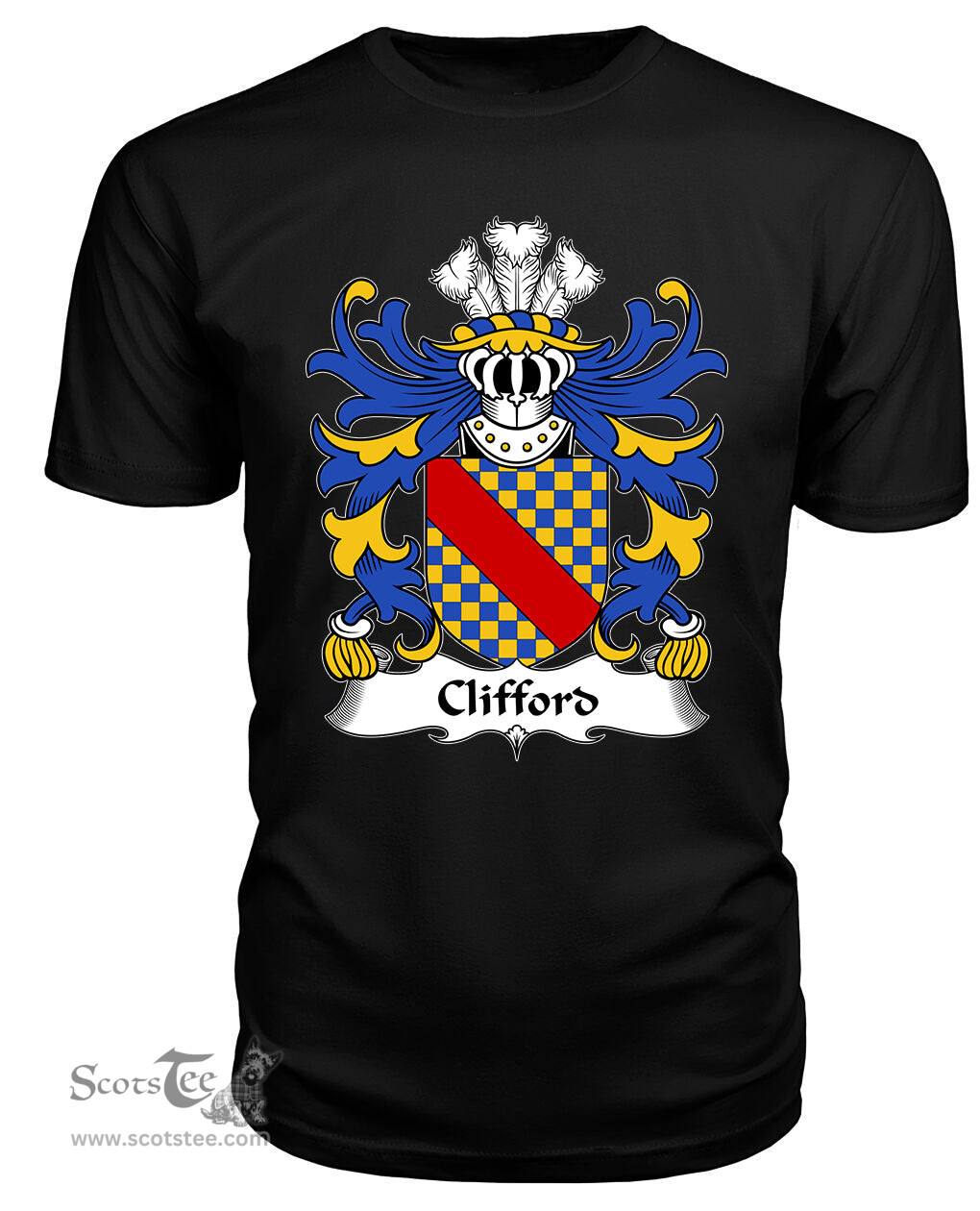ScotsTee Clifford (of Herefordshire) Coat Of Arms Family Crest Welsh Armorial T Shirt