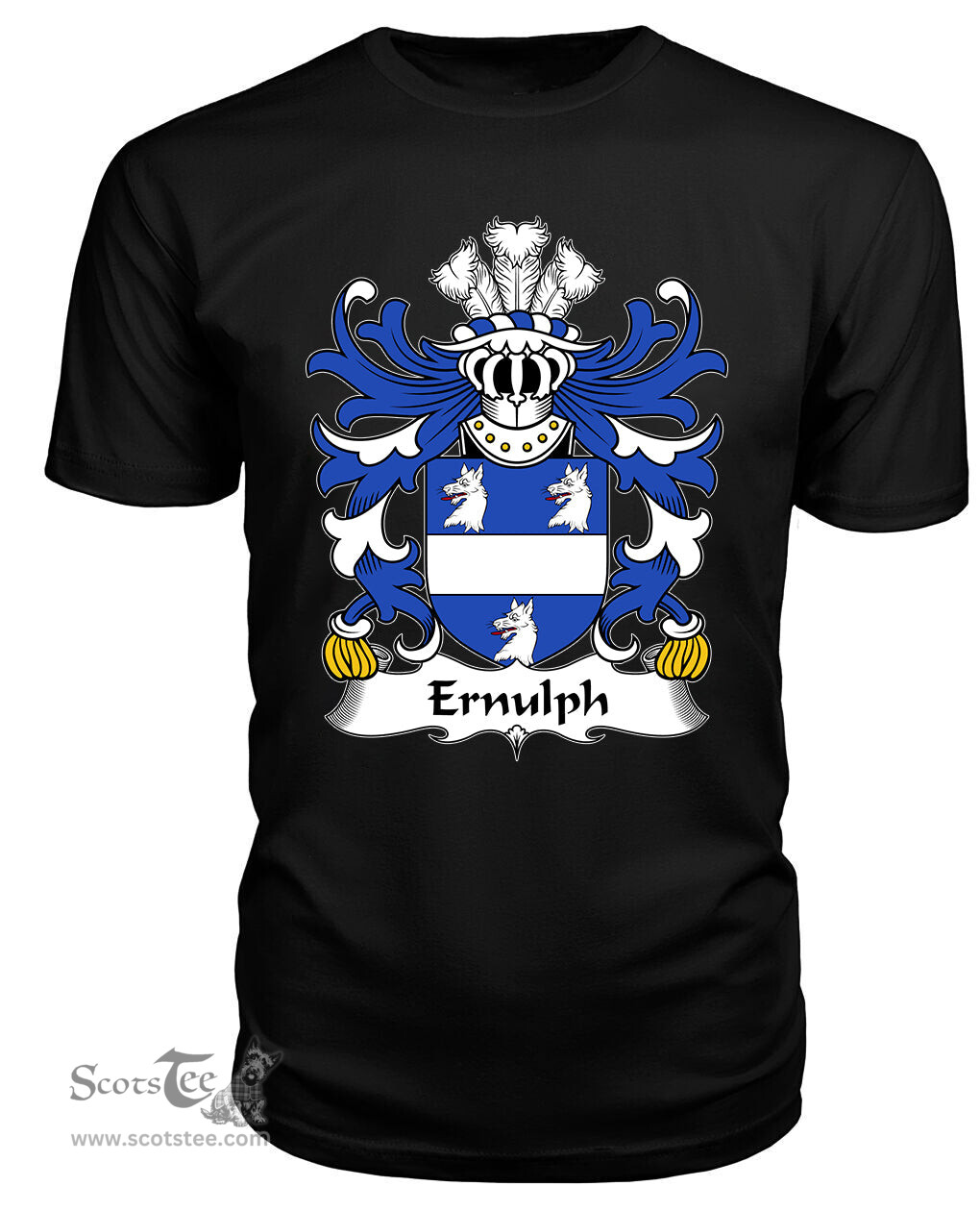 ScotsTee Ernulph (of Brynbuga, Monmouthshire) Coat Of Arms Family Crest Welsh Armorial T Shirt