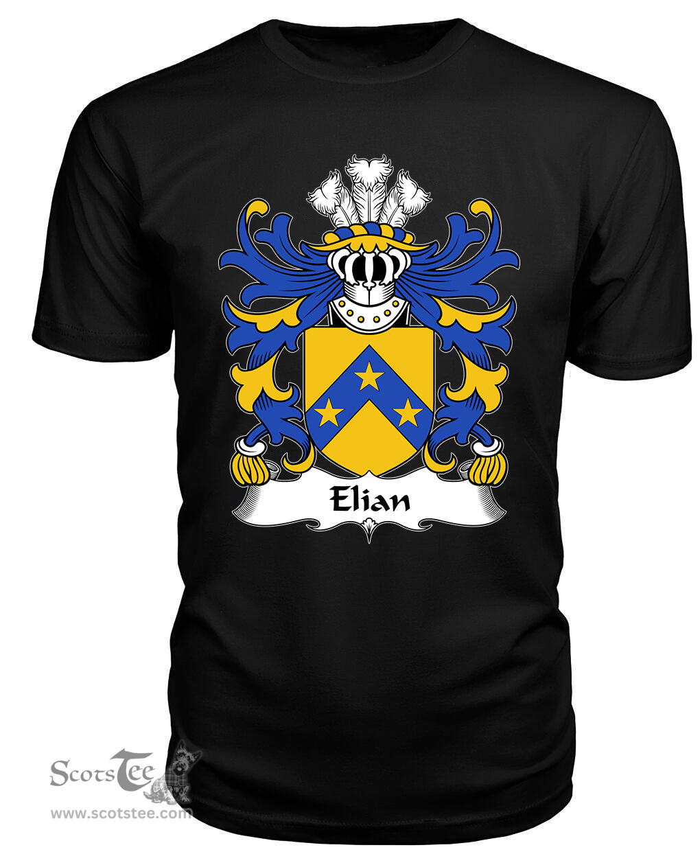 ScotsTee Elian (GEIMIAD, Saint) Coat Of Arms Family Crest Welsh Armorial T Shirt