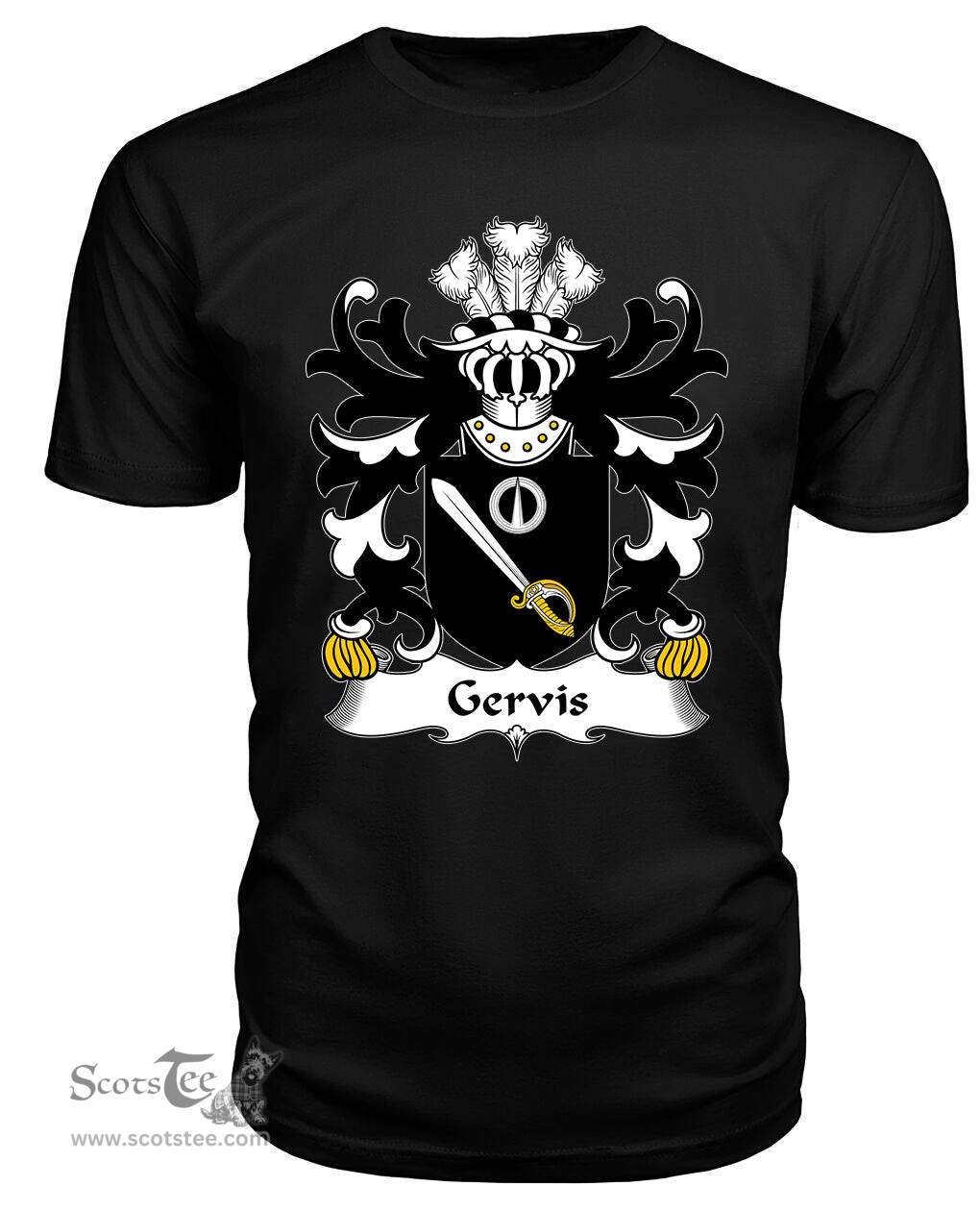 ScotsTee Gervis (of Ruthin, Denbighshire) Coat Of Arms Family Crest Welsh Armorial T Shirt