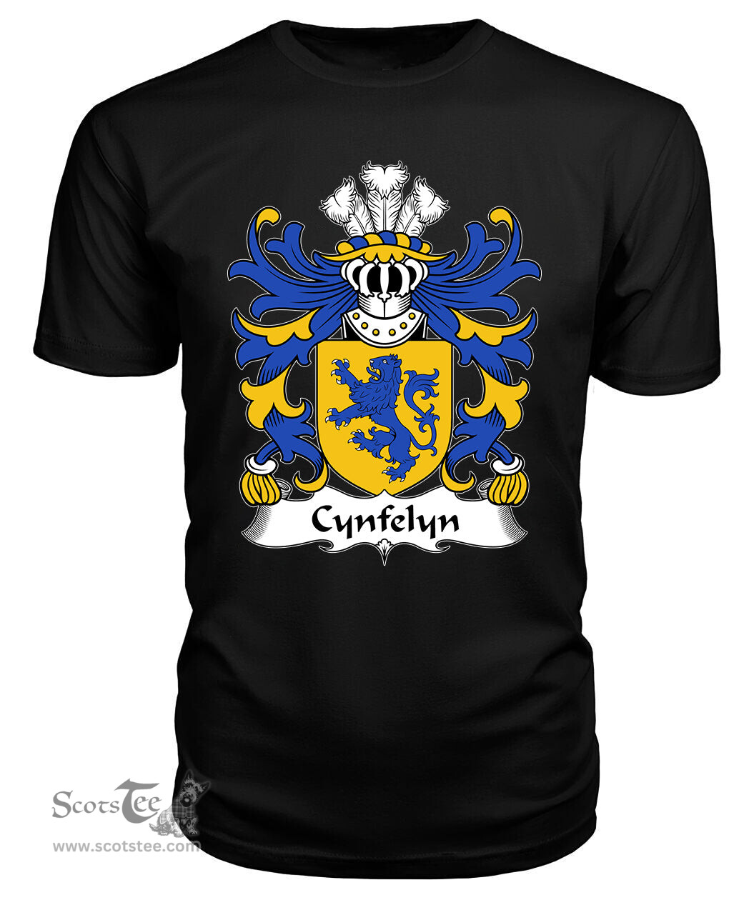 ScotsTee Cynfelyn (AP DOLFFIN) Coat Of Arms Family Crest Welsh Armorial T Shirt