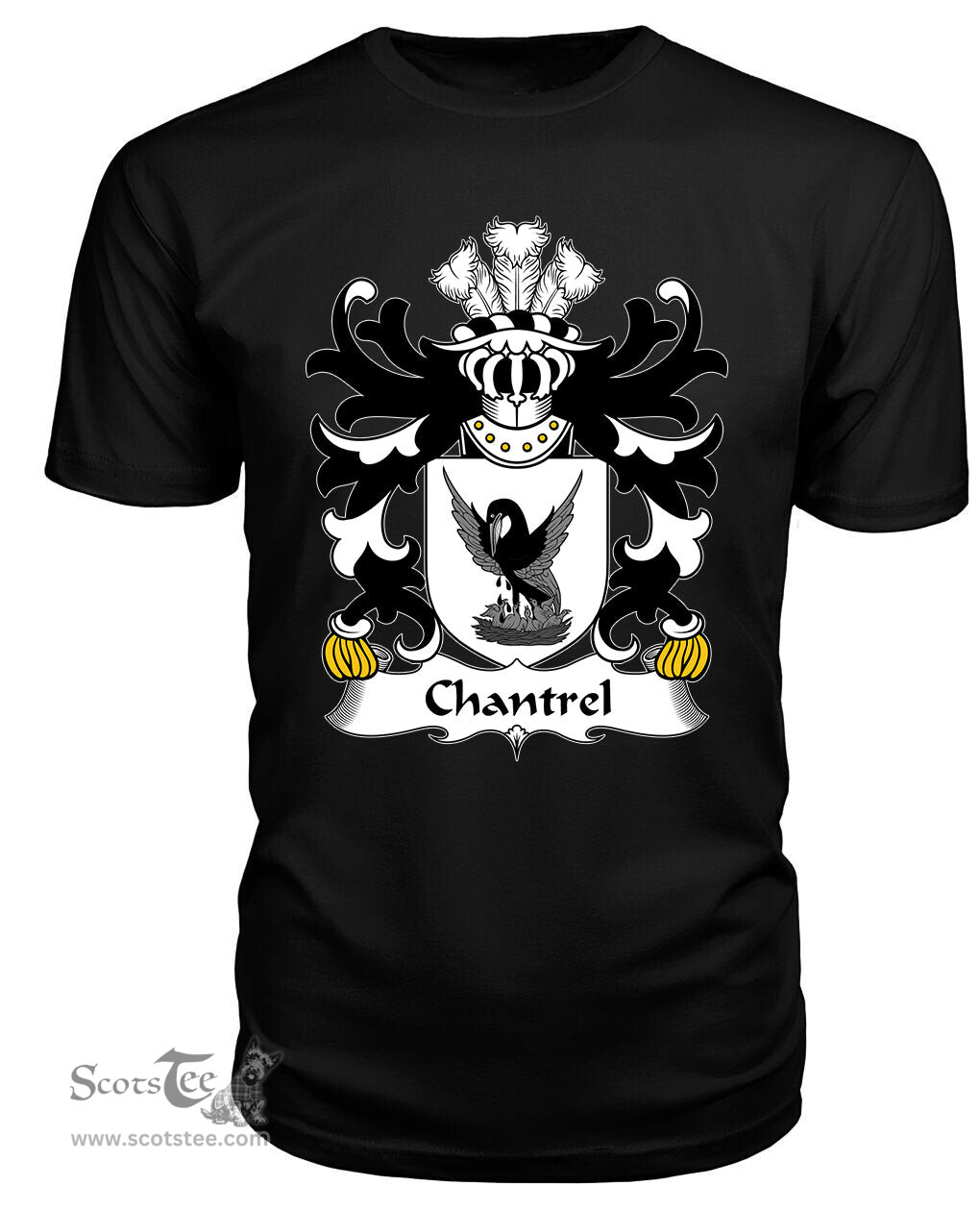 ScotsTee Chantrel (of Rhuddlan, Flint) Coat Of Arms Family Crest Welsh Armorial T Shirt