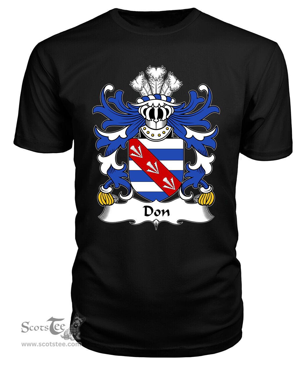 ScotsTee Don (or Donne-of Utkington, Cheshire) Coat Of Arms Family Crest Welsh Armorial T Shirt