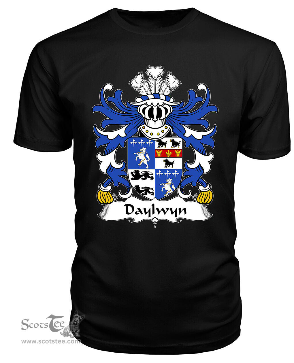 ScotsTee Daylwyn (or Bushe) Coat Of Arms Family Crest Welsh Armorial T Shirt
