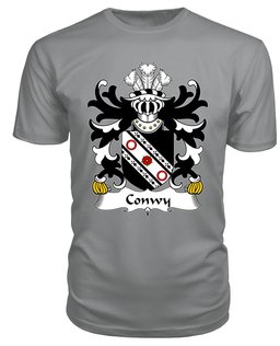 ScotsTee Conwy (of Bodrhyddan, Flint) Coat Of Arms Family Crest Welsh Armorial T Shirt