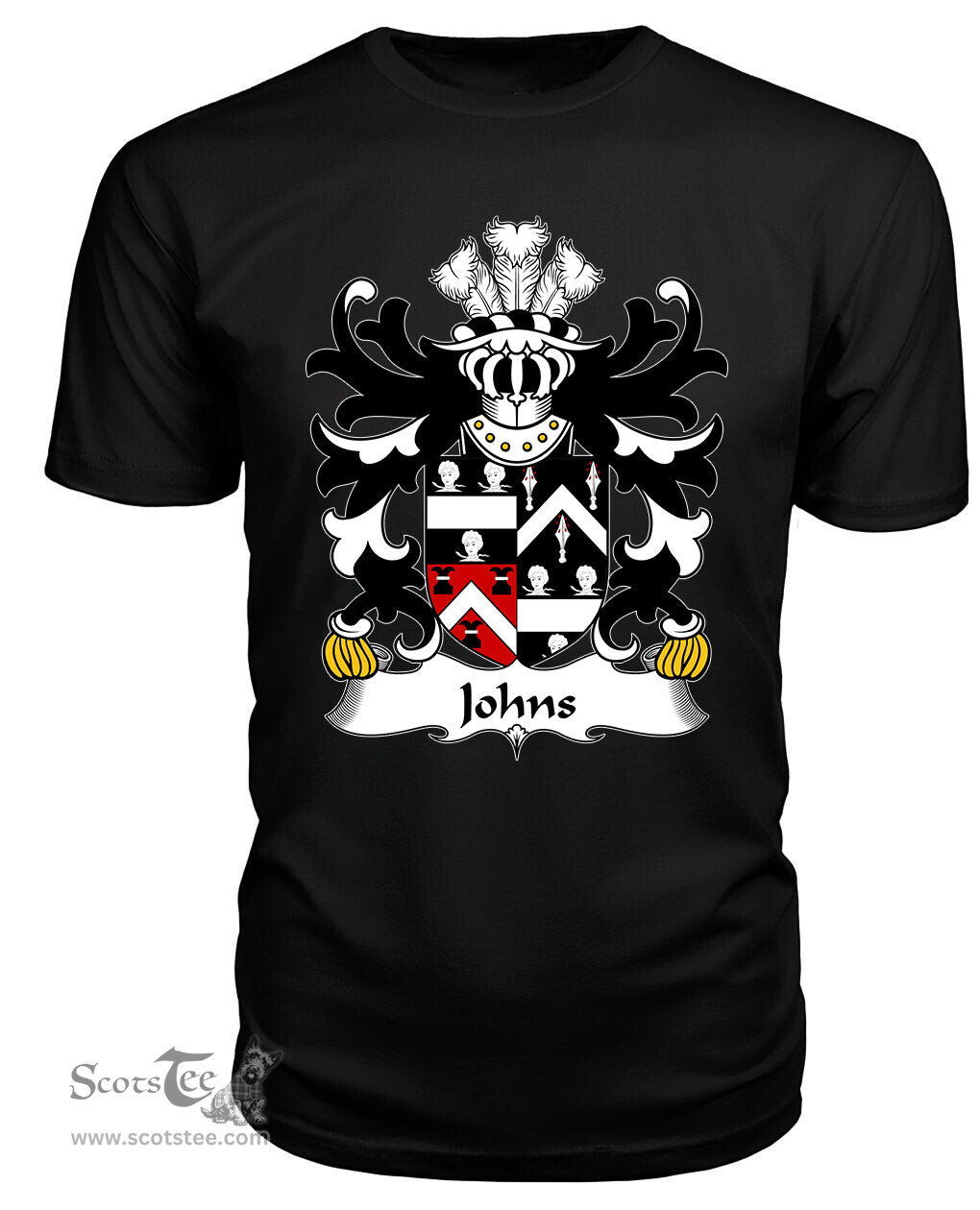 ScotsTee Johns (Sir Hugh, of Swansea) Coat Of Arms Family Crest Welsh Armorial T Shirt