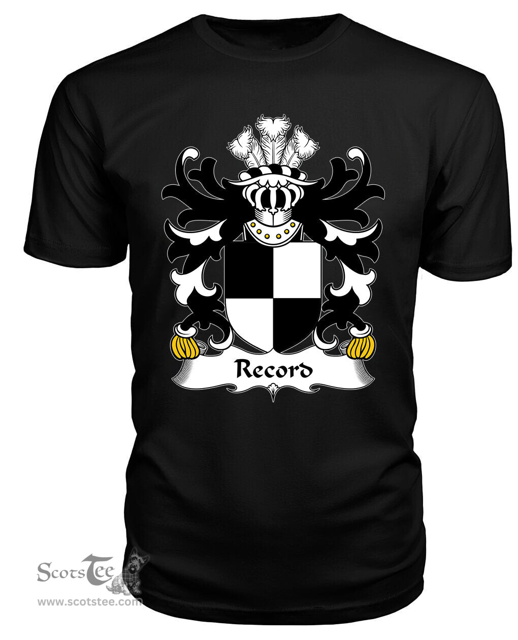 ScotsTee Record (of Tenby, Pembrokeshire) Coat Of Arms Family Crest Welsh Armorial T Shirt