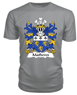 ScotsTee Mathews (of Blodwel, Llanyblodwel, Shropshire) Coat Of Arms Family Crest Welsh Armorial T Shirt