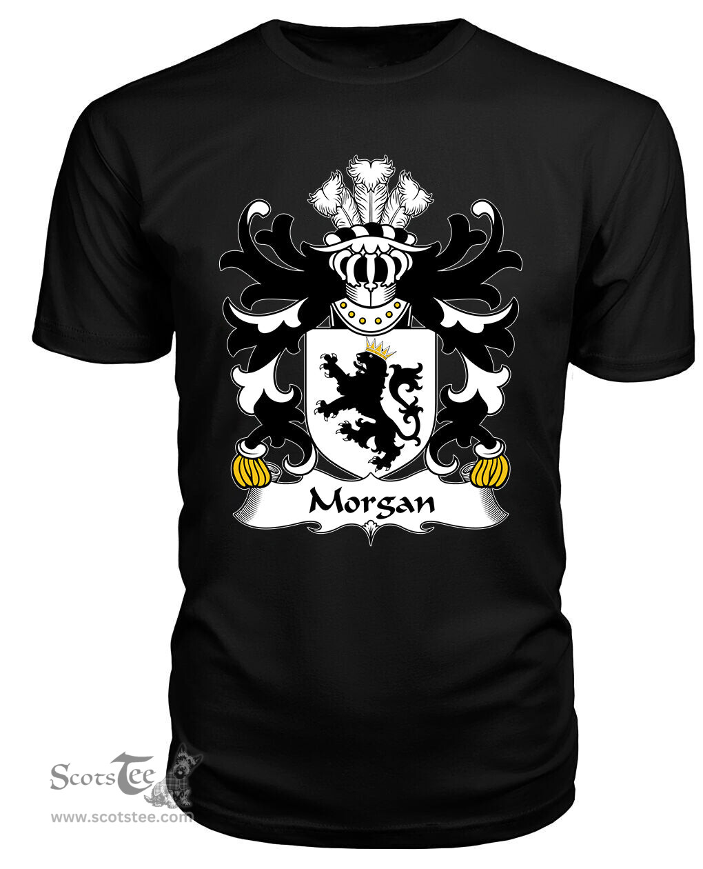 ScotsTee Morgan (Arxton, Hereford, formerly of Llanddewi) Coat Of Arms Family Crest Welsh Armorial T Shirt