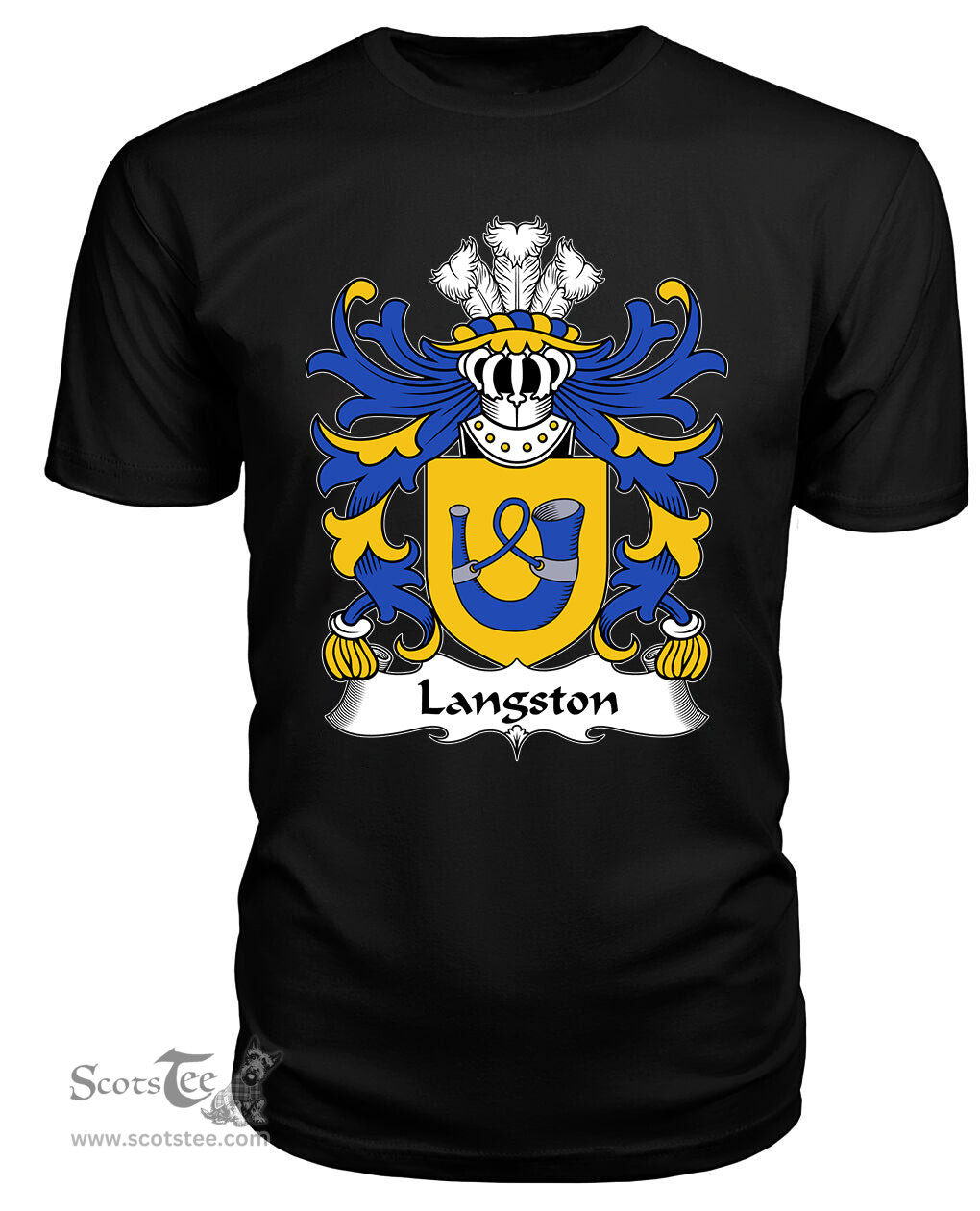 ScotsTee Langston (of Langiston, Monmouthshire) Coat Of Arms Family Crest Welsh Armorial T Shirt