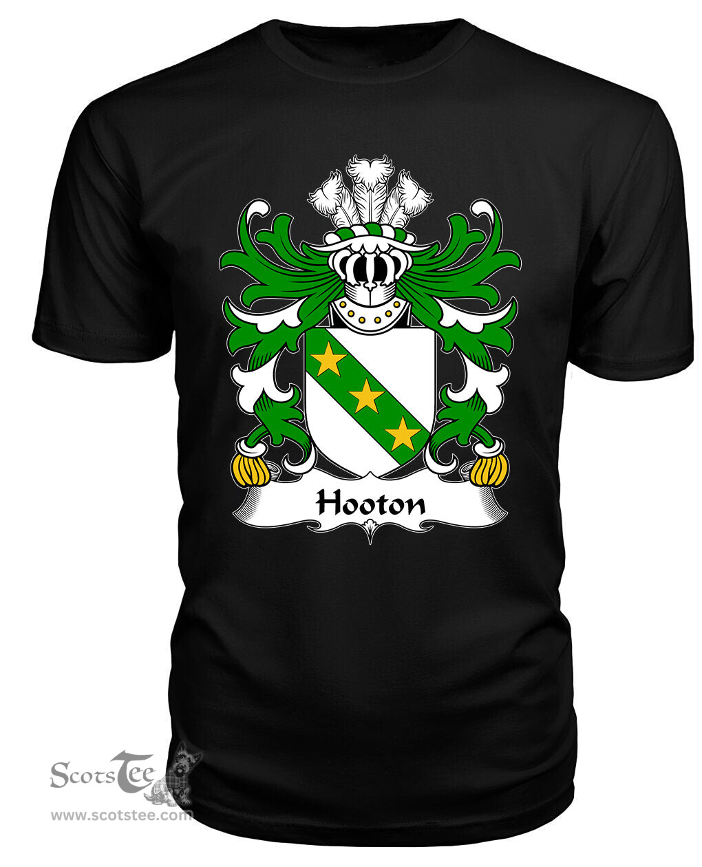 ScotsTee Hooton (lord of Hooton, Cheshire) Coat Of Arms Family Crest Welsh Armorial T Shirt