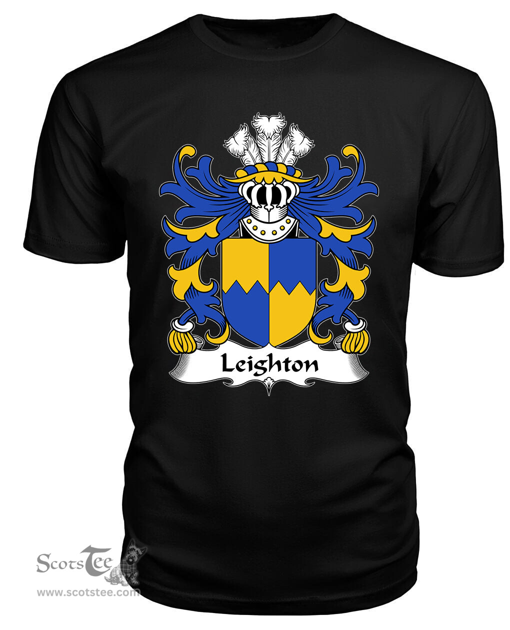 ScotsTee Leighton (of Leighton, Shropshire) Coat Of Arms Family Crest Welsh Armorial T Shirt