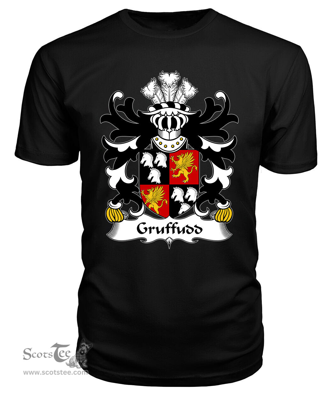 ScotsTee Gruffudd (FYCHAN Sir, of Powys, of Boniarth) Coat Of Arms Family Crest Welsh Armorial T Shirt