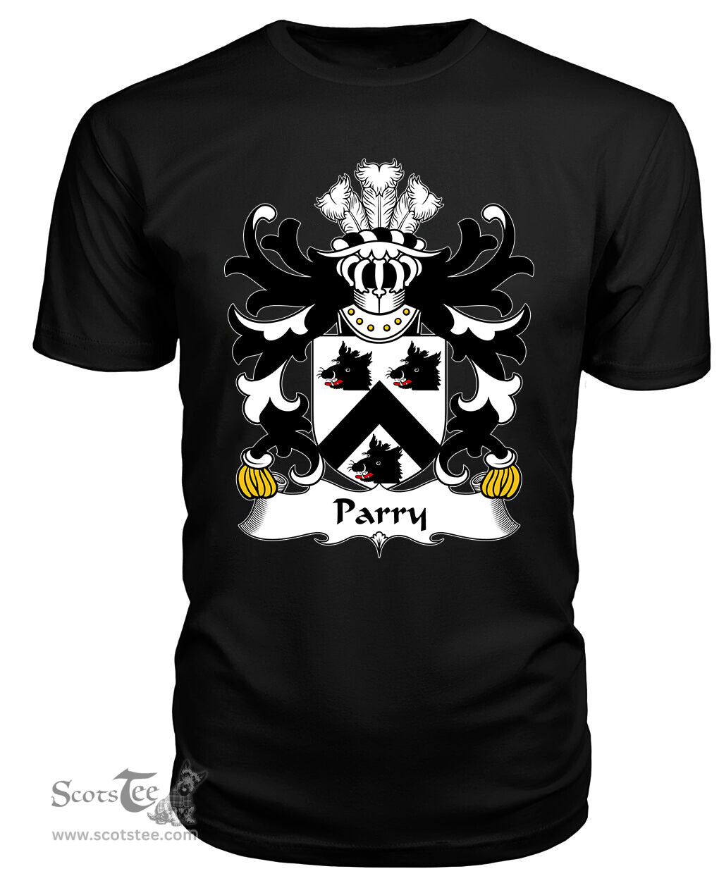 ScotsTee Parry (of Basinwerk, Flint) Coat Of Arms Family Crest Welsh Armorial T Shirt