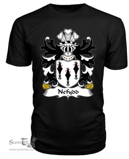 ScotsTee Nefydd (HARDD, Caernarfonshire) Coat Of Arms Family Crest Welsh Armorial T Shirt