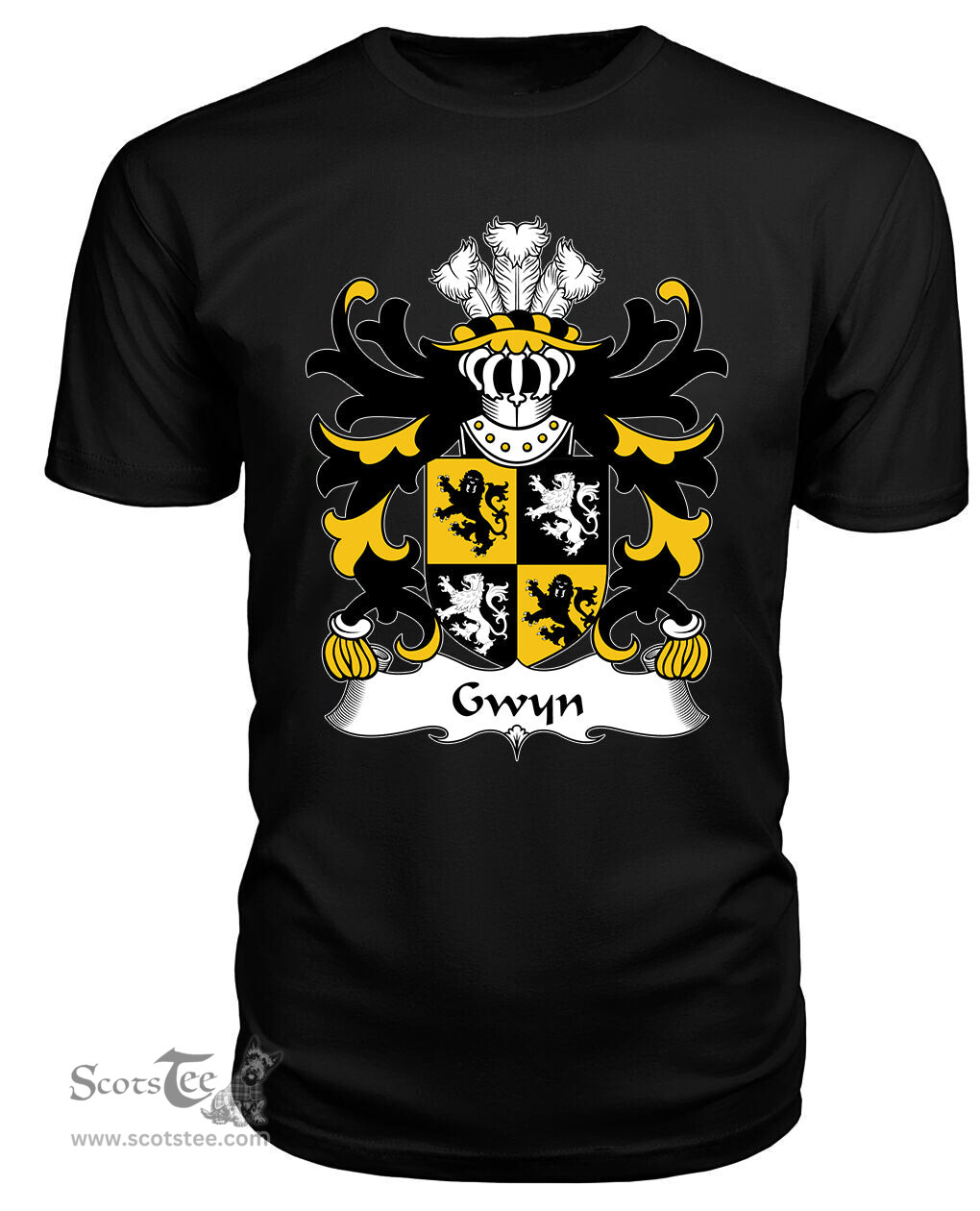 ScotsTee Gwyn (Sir John, of Trewyn) Coat Of Arms Family Crest Welsh Armorial T Shirt