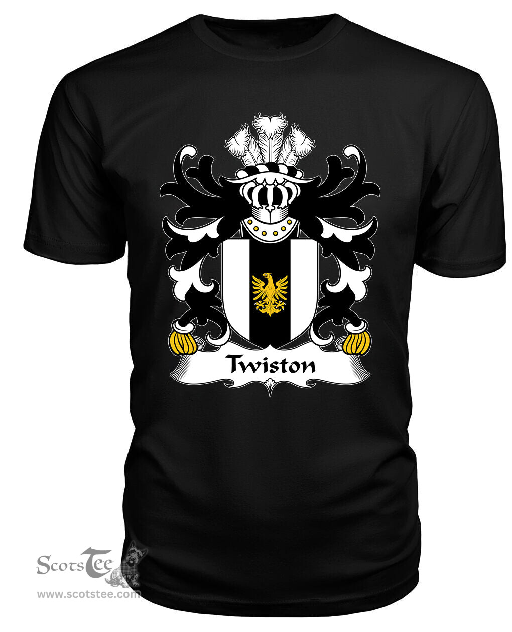 ScotsTee Twiston (of Denbighshire) Coat Of Arms Family Crest Welsh Armorial T Shirt