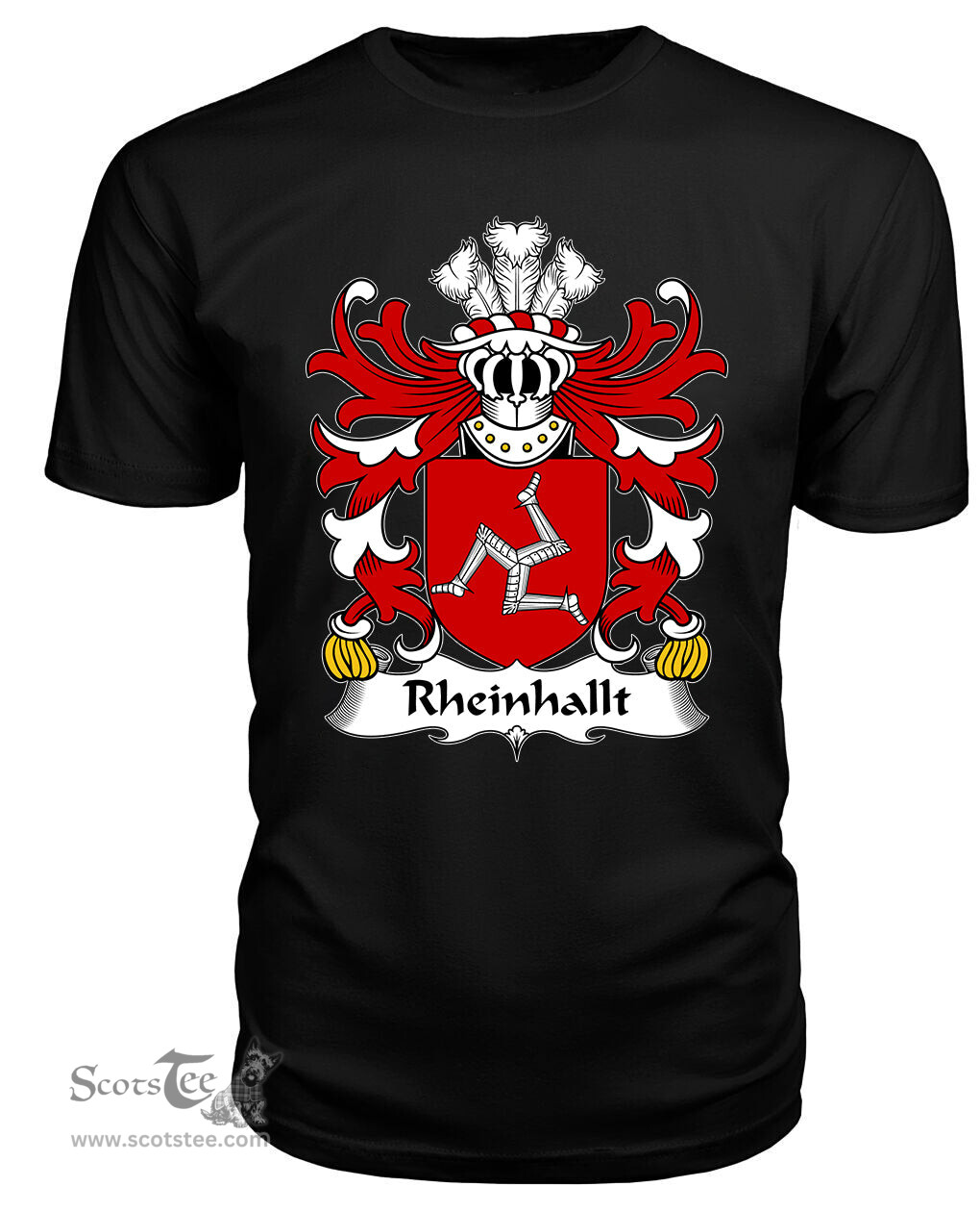 ScotsTee Rheinhallt (Reginald, King of Man) Coat Of Arms Family Crest Welsh Armorial T Shirt