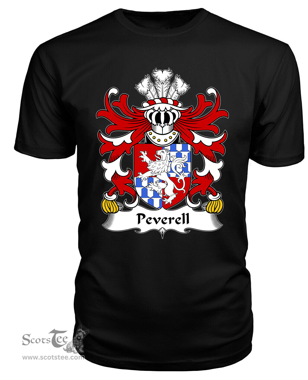 ScotsTee Peverell (of Pembrokeshire) Coat Of Arms Family Crest Welsh Armorial T Shirt