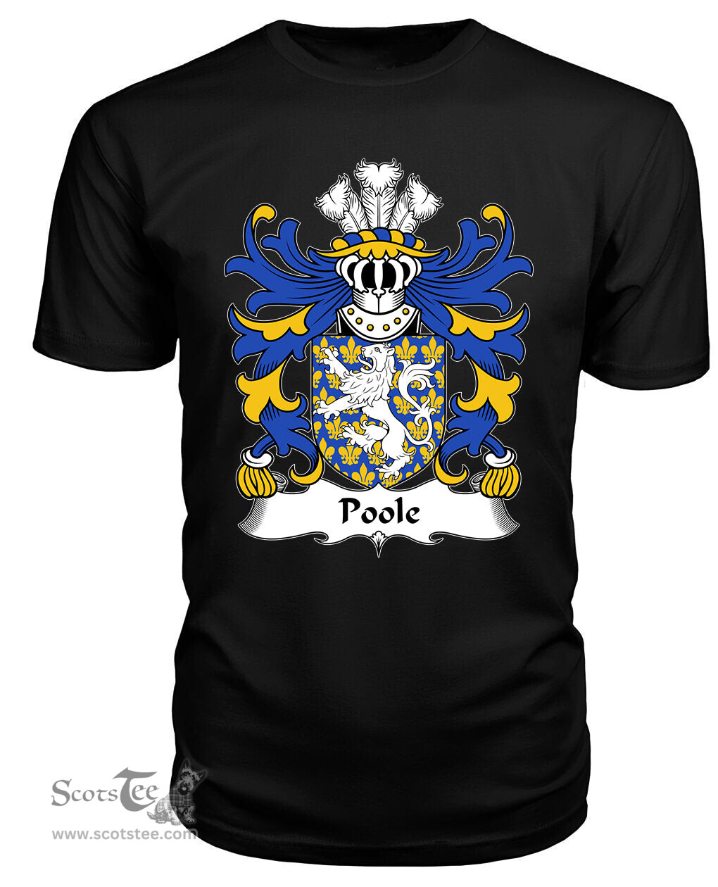ScotsTee Poole (of Hawarden, Flint) Coat Of Arms Family Crest Welsh Armorial T Shirt