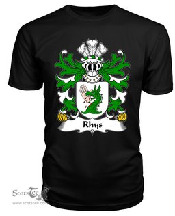 ScotsTee Rhys (GOCH OF YSTRAD YW) Coat Of Arms Family Crest Welsh Armorial T Shirt