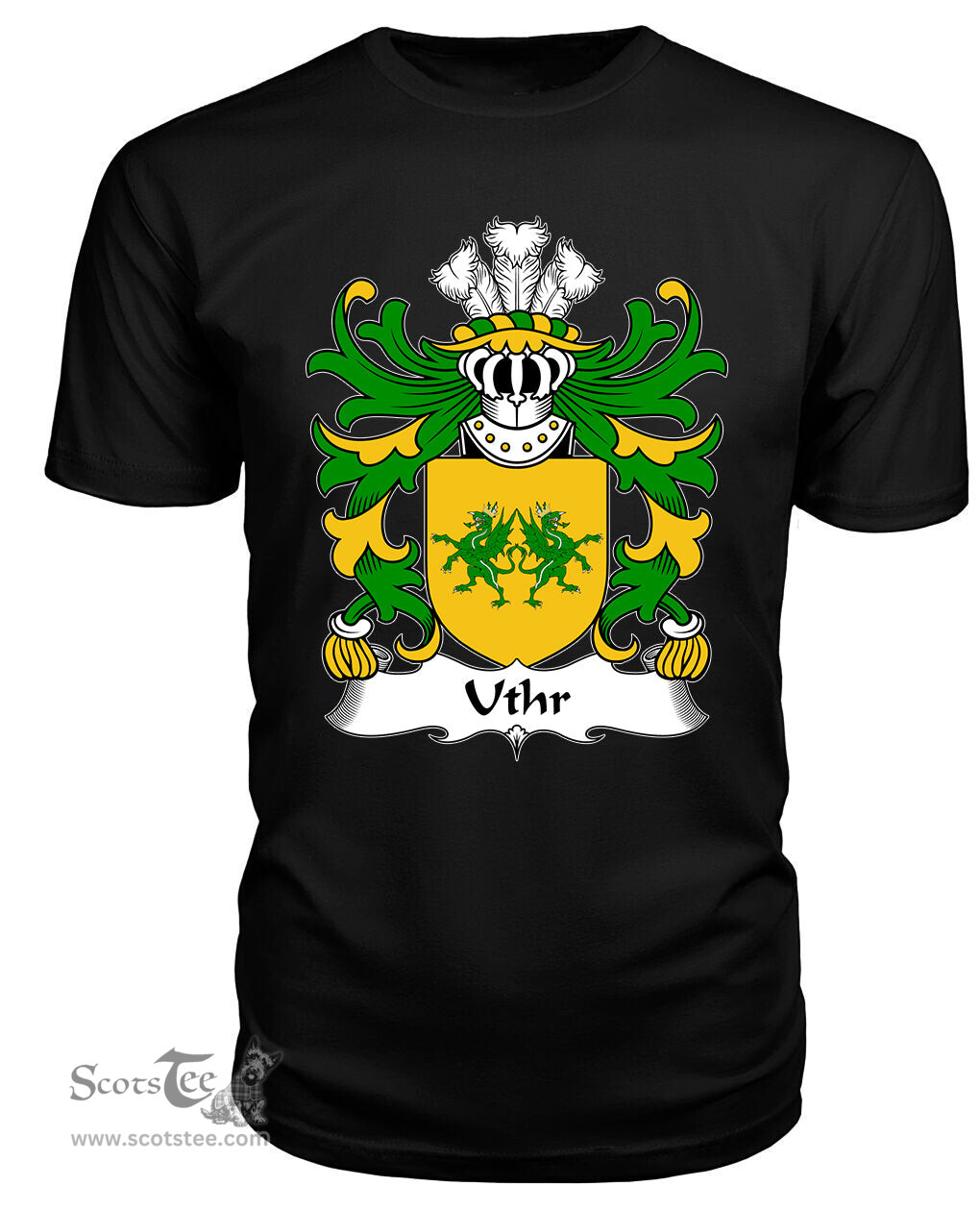 ScotsTee Uthr (PENDRAGON, Father of King Arhtur) Coat Of Arms Family Crest Welsh Armorial T Shirt