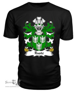 ScotsTee Ruste (of Abergwili, Carmarthenshire) Coat Of Arms Family Crest Welsh Armorial T Shirt