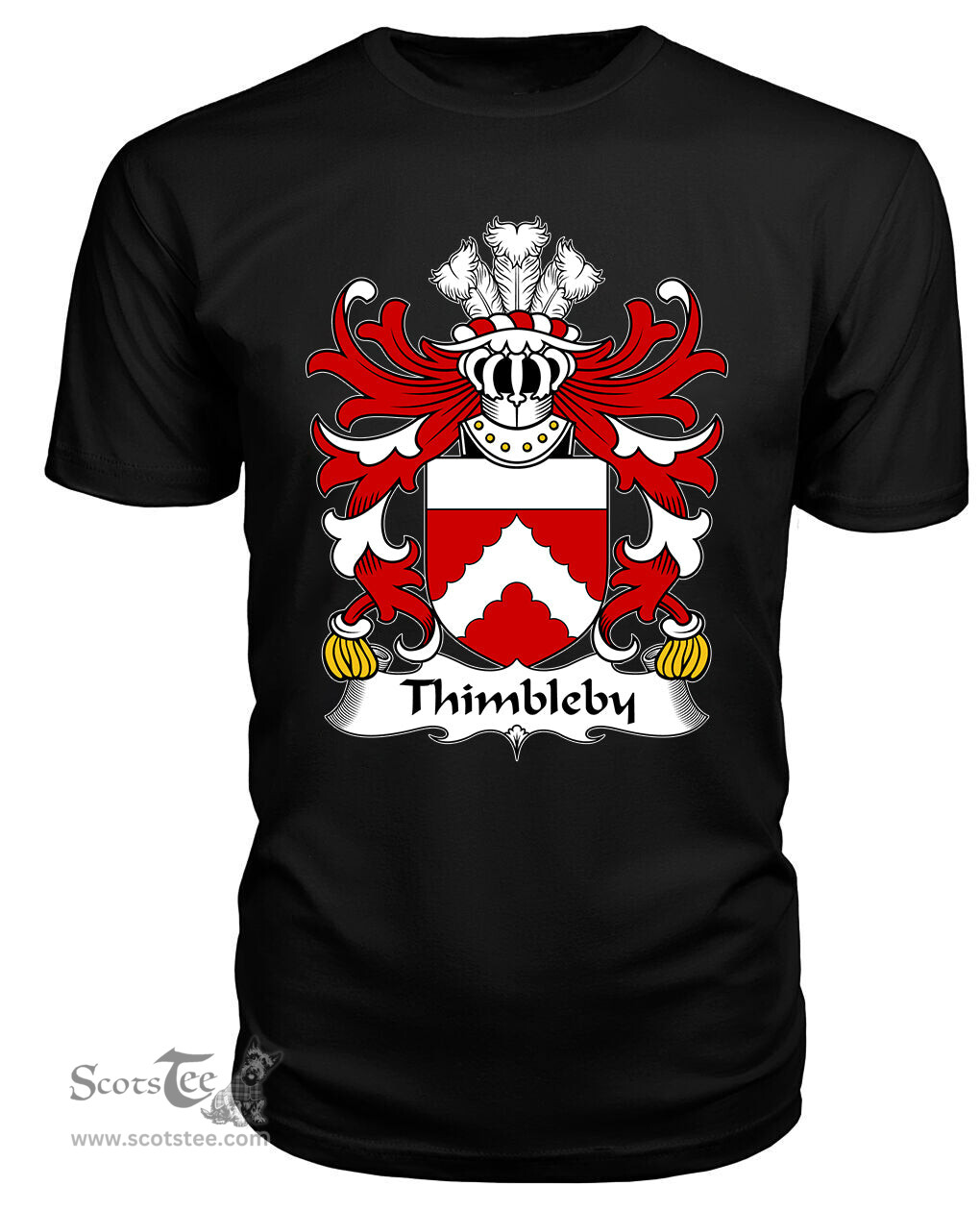 ScotsTee Thimbleby (of Harlech, Caernarfonshire) Coat Of Arms Family Crest Welsh Armorial T Shirt