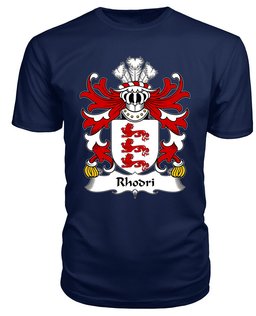 ScotsTee Rhodri (MAWR AP MERFYN FRYCH) Coat Of Arms Family Crest Welsh Armorial T Shirt