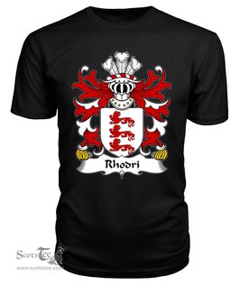 ScotsTee Rhodri (MAWR AP MERFYN FRYCH) Coat Of Arms Family Crest Welsh Armorial T Shirt