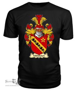 Middleton (Daughter m. Rhirid ap Dafydd) Coat Of Arms Family Crest Wales V23 T Shirt ScotsTee Shop