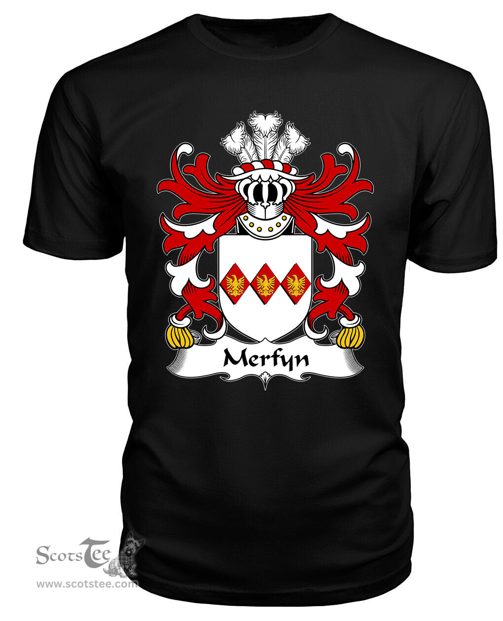 ScotsTee Merfyn (FRYCH, King of Gwynedd ) Coat Of Arms Family Crest Welsh Armorial T Shirt