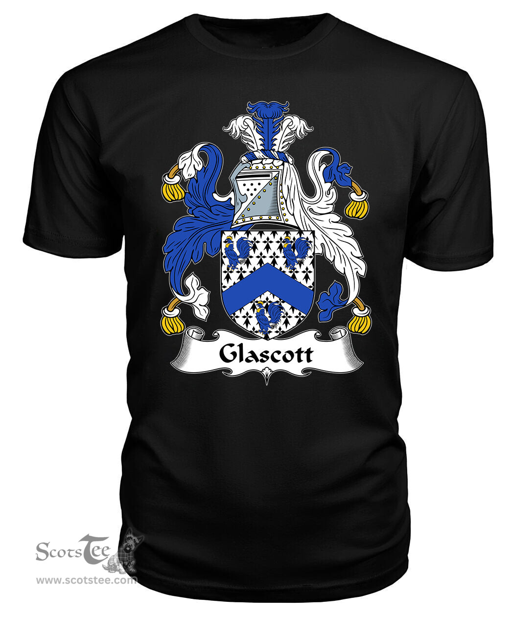 ScotsTee Glascock or Glascott Coat Of Arms Family Crest British Fleet T Shirt