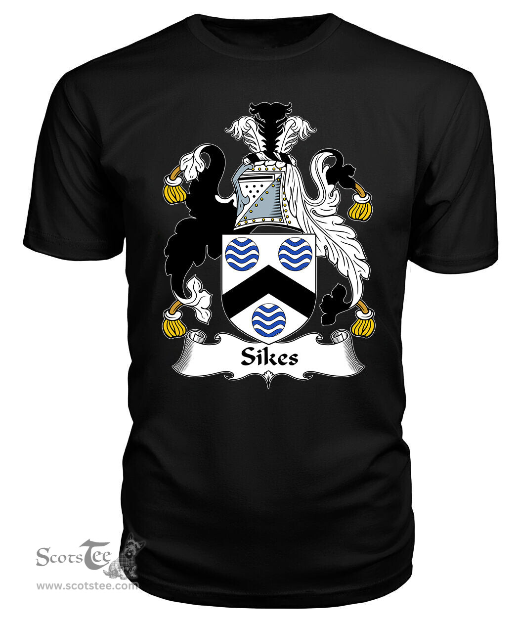 ScotsTee Sikes or Sykes Coat Of Arms Family Crest British Fleet T Shirt