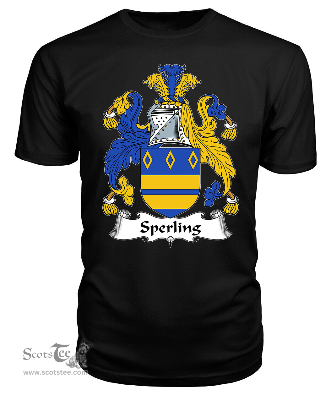 ScotsTee Sperling or Spurling Coat Of Arms Family Crest British Fleet T Shirt
