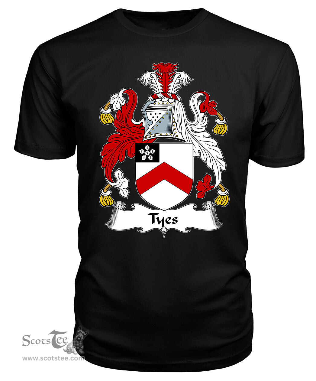ScotsTee Tyas or Tyes Coat Of Arms Family Crest British Fleet T Shirt