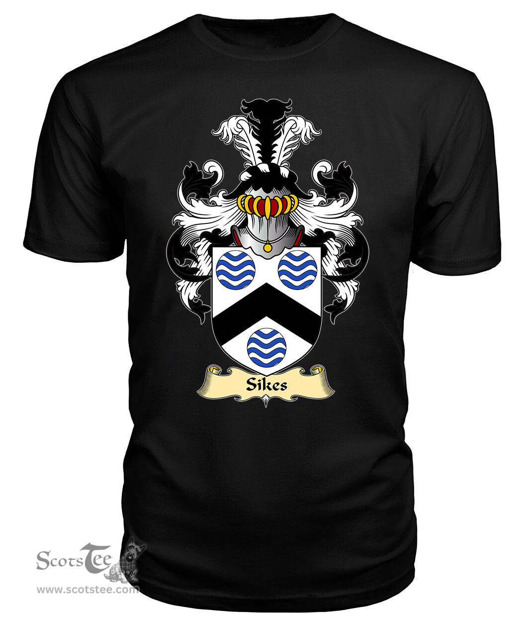 ScotsTee Sikes or Sykes Coat Of Arms Family Crest England V23 T Shirt