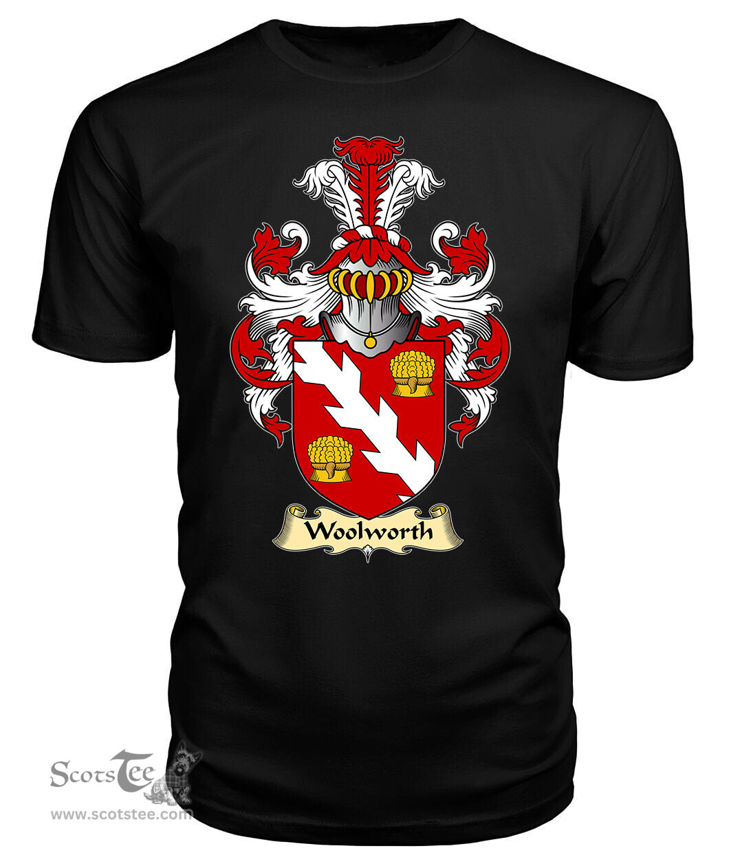 ScotsTee Walworth or Woolworth Coat Of Arms Family Crest England V23 T Shirt