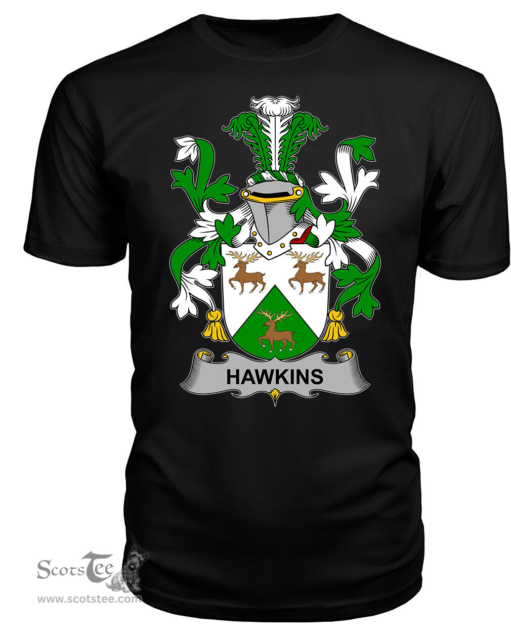 ScotsTee Hawkins or Haughan Coat Of Arms Family Crest Fighting Irish III T Shirt