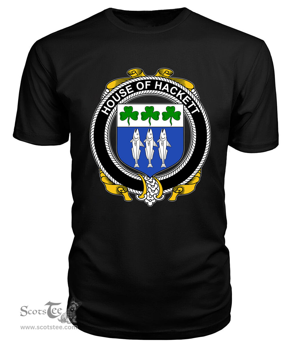 ScotsTee HACKETT Coat Of Arms Family Crest House Of Ireland T Shirt