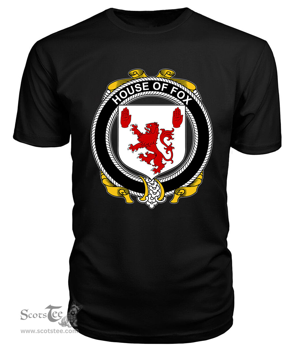 ScotsTee FOX Coat Of Arms Family Crest House Of Ireland T Shirt