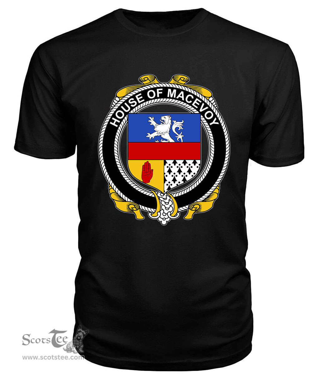 ScotsTee MACEVOY Coat Of Arms Family Crest House Of Ireland T Shirt