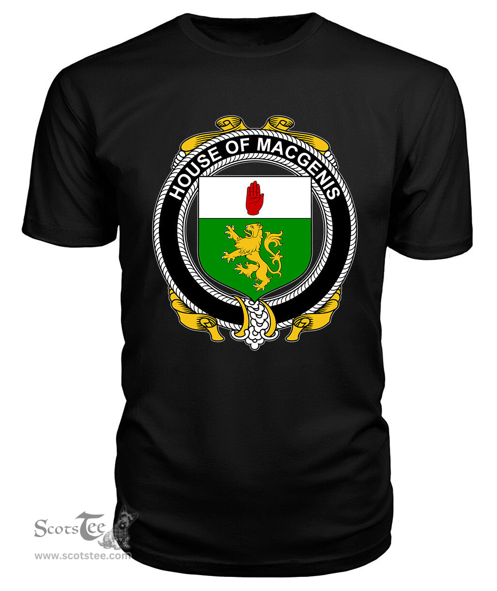ScotsTee MACGENIS Coat Of Arms Family Crest House Of Ireland T Shirt
